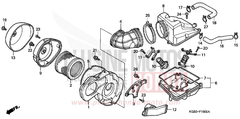 AIR CLEANER for Shadow VT125C CANDY GLORY RED-U (R101) from 2000